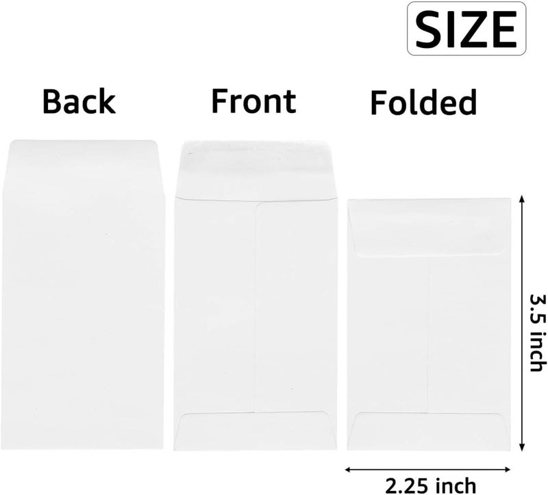 Homtable 200 Pack Small Coin Envelopes Kraft Paper Seed Envelopes Mini Parts Small Items Stamps Storage Packets Envelopes Self-Adhesive for Garden, Office or Wedding Gift, (2 1/4 x 3 1/2 Inch, white) - Image 2